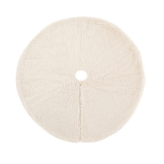 Glitzhome® 48" White Plush Christmas Tree Skirt